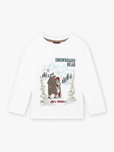 Child boy's white t-shirt with mountain bear design BOXIDAGE / 21H3PGO1TML000