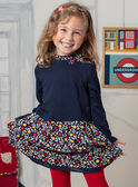 Girl's navy blue floral long sleeve dress BIGLETTE / 21H2PF51ROB070