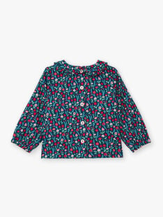 Baby girl's blue floral print long sleeve blouse BAGANIE / 21H1BF91CHE714