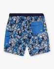 Child boy's blue leaf print swim shorts CYSHORTAGE / 22E4PGO6MAI622