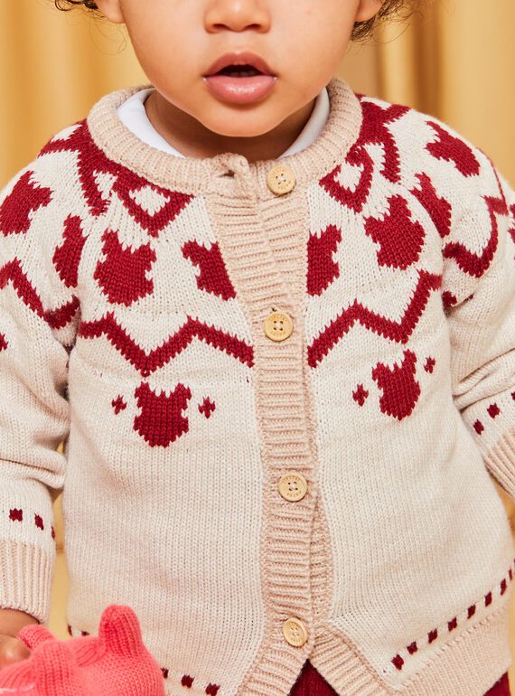 Red and beige knit cardigan DAPIERRE / 22H1BGX1GILF512
