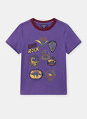 Purple short-sleeved dinosaur print T-shirt KICHAGE / 24E3PGC3TMC708