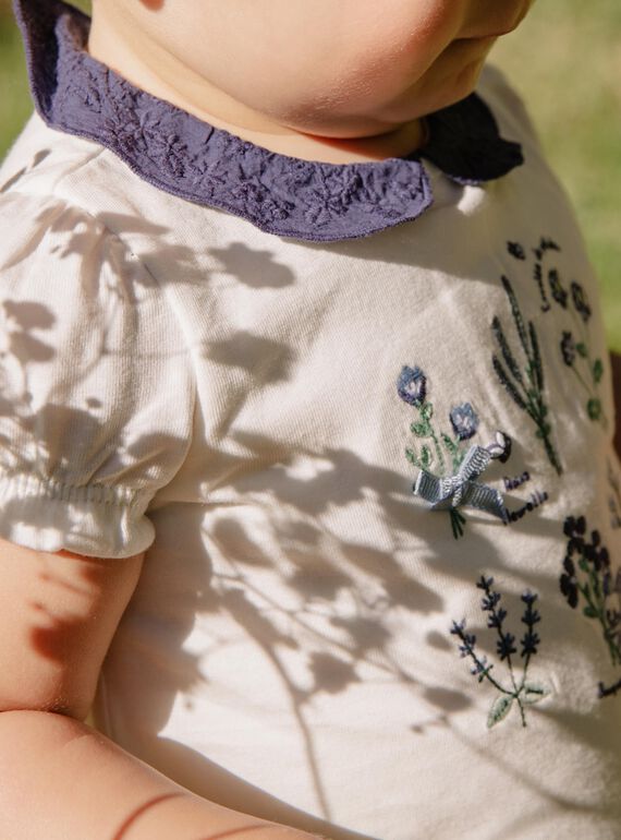 Flower embroidered T-shirt body FANELLY / 23E1BFN1BOD001