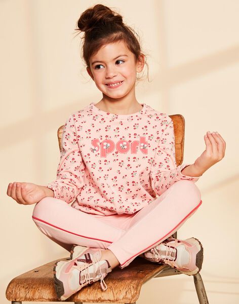 Pink sport sweatshirt with floral print FRISWETTE / 23E2PFJ1SWED300