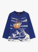 Glacier blue T-shirt with mountain and gondola motifs, Boy