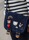 Denim shoulder bag with badges child girl BAZILETTE / 21H4PF52BESP274