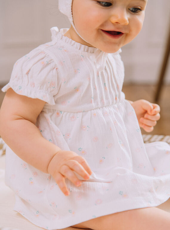 White flower print dress and baby crush FOLINA / 23E0CFT1ROB000