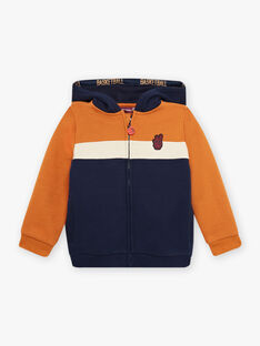 Navy blue and orange hoodie child boy CABOTAGE / 22E3PG71GILE414