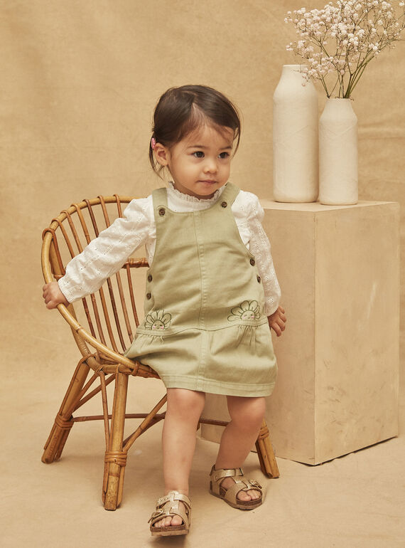 Embroidered clay-green chasuble dress KABERENICE / 24E1BF31CHSG600