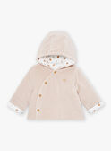 Beige velvet hooded baby jacket LOAC / 24H0CM11VES007