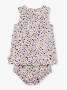 Baby girl pink and yellow floral print dress and bloomer BACHRISTIE / 21H1BF21ROB001