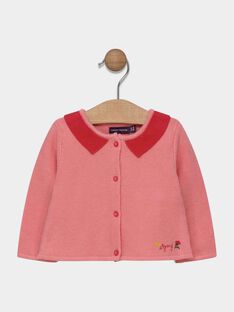Baby girls' candy rose cardigan with contrasting collar SACLAIRE / 19H1BF31CAR305