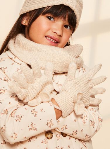 Beige knit gloves FRAGANETTE / 23E4PF51GAN808