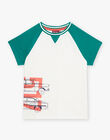 Child boy's ecru T-shirt with graphic design COTICHAGE / 22E3PGM2TMC001