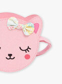 Sequined shoulder bag pink cat shape child girl CRAKOETTE / 22E4PFN1BESD315