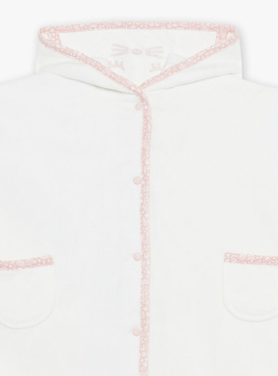 Off white floral bath cape with cat head hood and 3D ears FECERISE / 23E5BF21CDB001