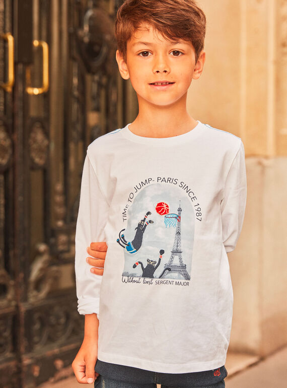 White T-shirt with basket-weave pattern in Paris GOPHOTAGE / 23H3PGD1TML000