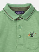 Pistachio green polo shirt with beetle motif KAPOLOAGE / 24E3PG31POL610