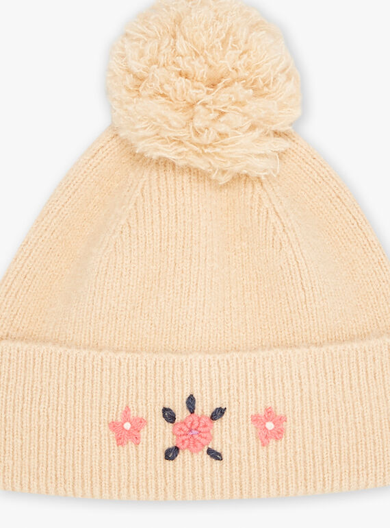 Beige pompom hat KRABONETTE / 24E4PF81BON080