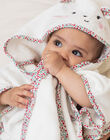 Baby girl's ecru and pink hooded bath cape BEBRUNE / 21H5BF61CDB001