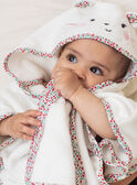Baby girl's ecru and pink hooded bath cape BEBRUNE / 21H5BF61CDB001