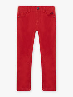 Red twill pants and belt child boy CEDOUAGE / 22E3PG81PAN050