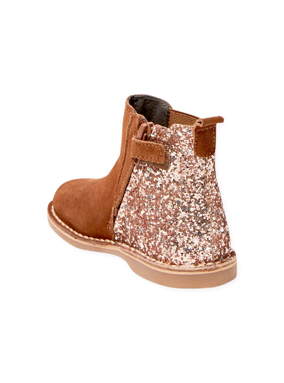 Camel suede boots with sequins child girl BECHELETTE / 21F10PF43D0D804