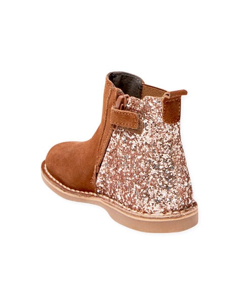 Camel suede boots with sequins child girl BECHELETTE / 21F10PF43D0D804