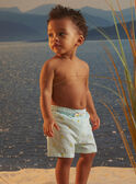 Ecru swim shorts with stripe print KISWANN / 24E4BGG1MAI001