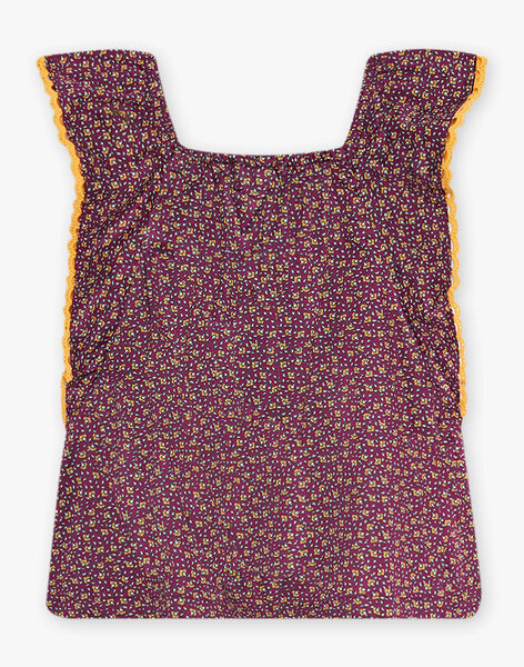 Child girl blackcurrant blouse with flowers COKIYETTE / 22E2PF91CHED302