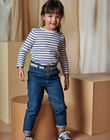 Child girl's medium denim paperbag and striped belt CLODETTE1 / 22E2PFF2JEAP274