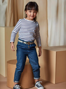 Child girl's medium denim paperbag and striped belt CLODETTE1 / 22E2PFF2JEAP274