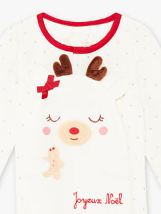 Baby girl ecru Christmas reindeer romper BUMARIA / 21H5BFI2GRE001