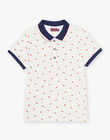 Ecru polo shirt with crab print child boy CYPOLOAGE1 / 22E3PGU1POL001