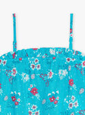 Child girl turquoise tank top with flower and turtle print CAUDEBETTE 2 / 22E2PFT2DEB202