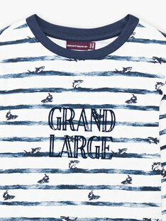 Boy's long sleeve striped T-shirt with shark print BIPOLIAGE / 21H3PGL1TML001