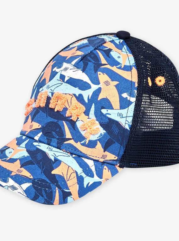 Blue cap with sharks print FLYTOAGE / 23E4PGR1CHAC226