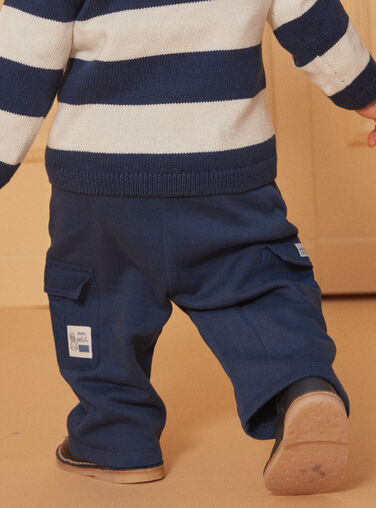 Navy blue comfort pants with cargo pockets LADAMIEN / 24H1BGJ1PANC230