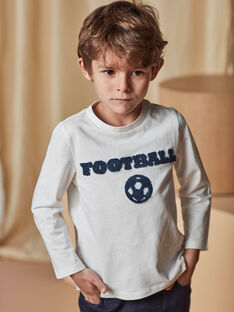 Ecru and navy blue soccer t-shirt child boy CAXUAGE2 / 22E3PGF3TML001