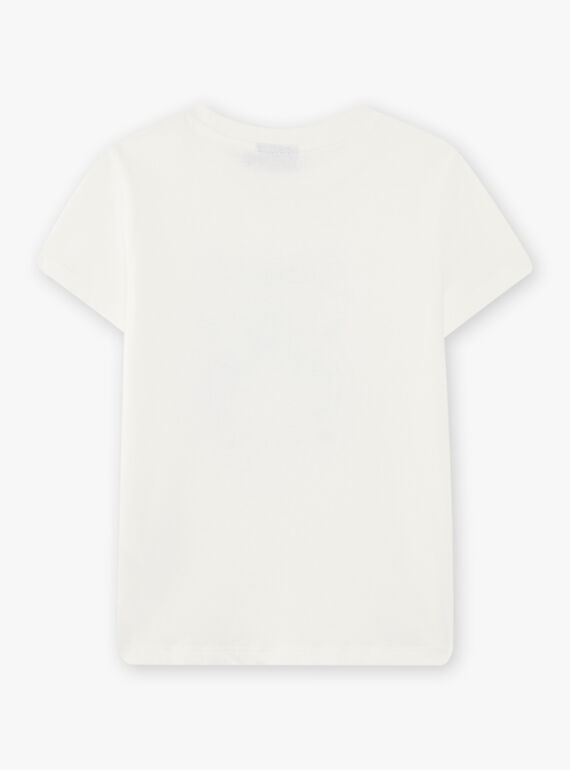 Child boy's ecru and light blue textured tiger t-shirt CAZOTAGE3 / 22E3PGF1TMC001