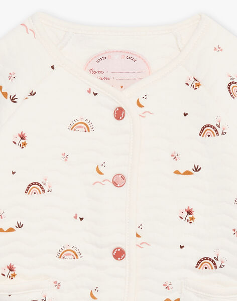 Baby girl's ecru tubular cardigan with fancy print CABABY / 22E1BF71CAR001
