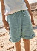 Dark turquoise cotton gauze shorts FLUMINAGE / 23E3PGQ3BERC217