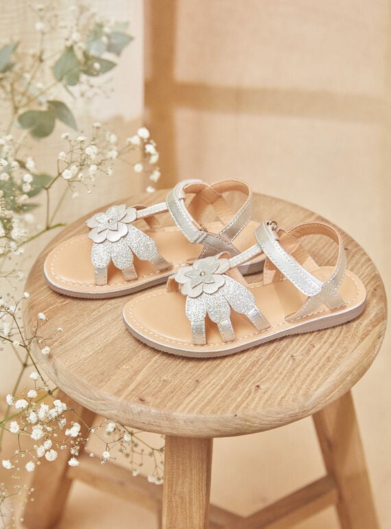Open-toed silver-coloured sandals KUAGRETTE / 24N10PF61D0E956