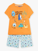 Orange and blue pyjamas with monsters motifs child boy CAMONAGE / 22E5PG56PYJ400