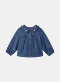 Blue denim blouse with ruffled collar LACARINE / 24H1BFJ1CHEP274