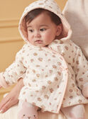 Hooded baby jacket in ecru tubique LOELIA / 24H0CF11VES001
