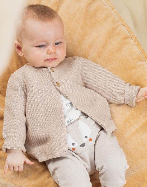Baby boy beige knit cardigan DOGAN / 22H0CG11GIL007