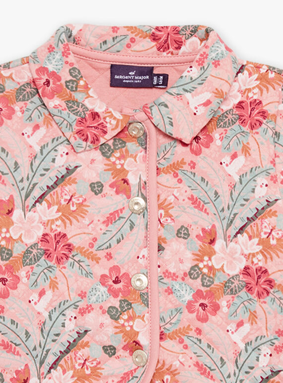 Old pink quilted jacket with flower print FAIMIMI / 23E1BFD2CARD318