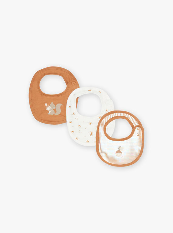 Set of 3 caramel and ecru jersey bibs GOUKE / 23H0AMB1BAV420