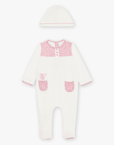 Off white and pink velvet romper and cap DEBAMBI / 22H5BF24GRE001